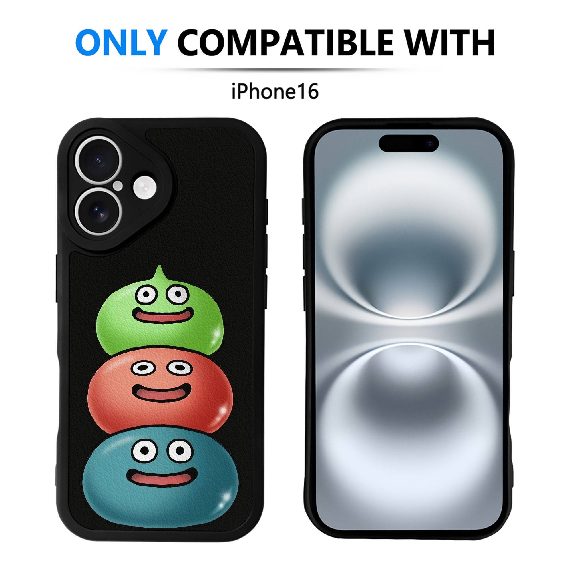 （画像用） ドラゴンクエスト Doragon Kuesuto Dragon Quest 【iPhone 16シリーズ対応】シリコンスマホケース（レザー調） 材質：シリコン